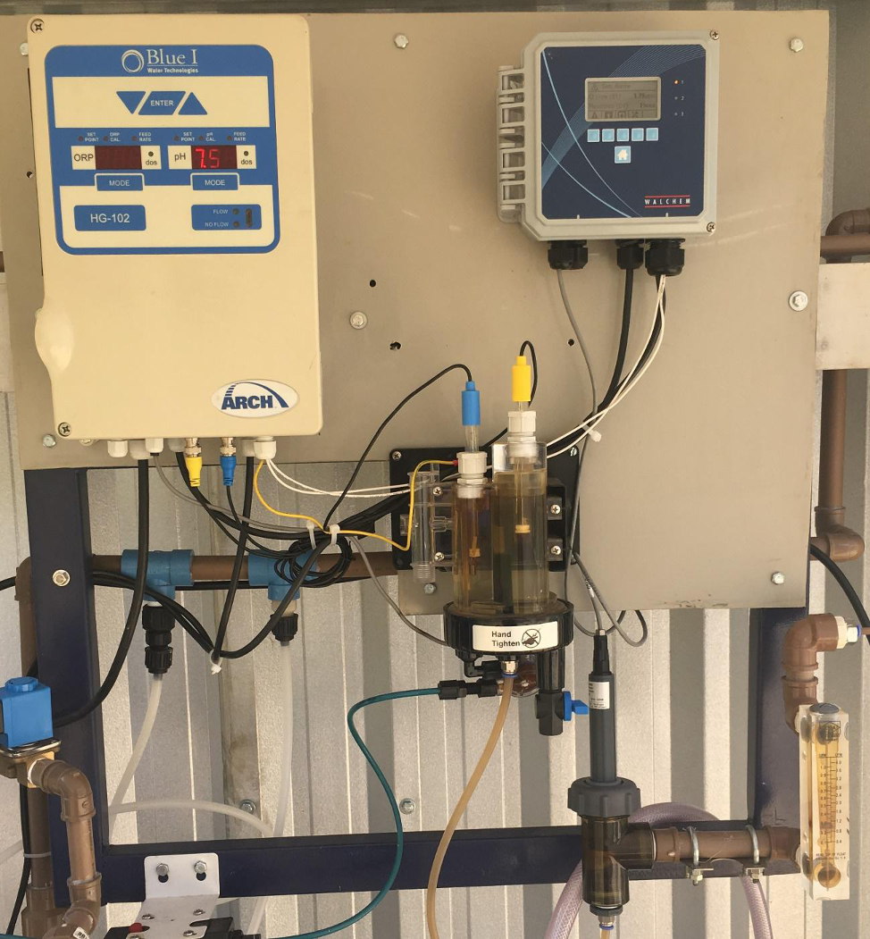 Foto dos controladores de pH e Cloro Livre