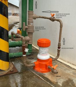 Img. 3 - Instalação na entrada de reservatório de 800 m³